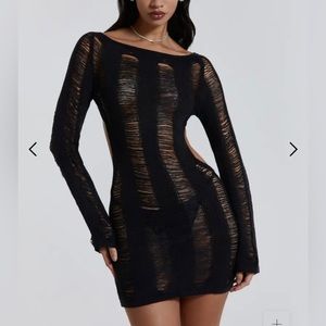 Jaded London Black Umbra Shredded Dress